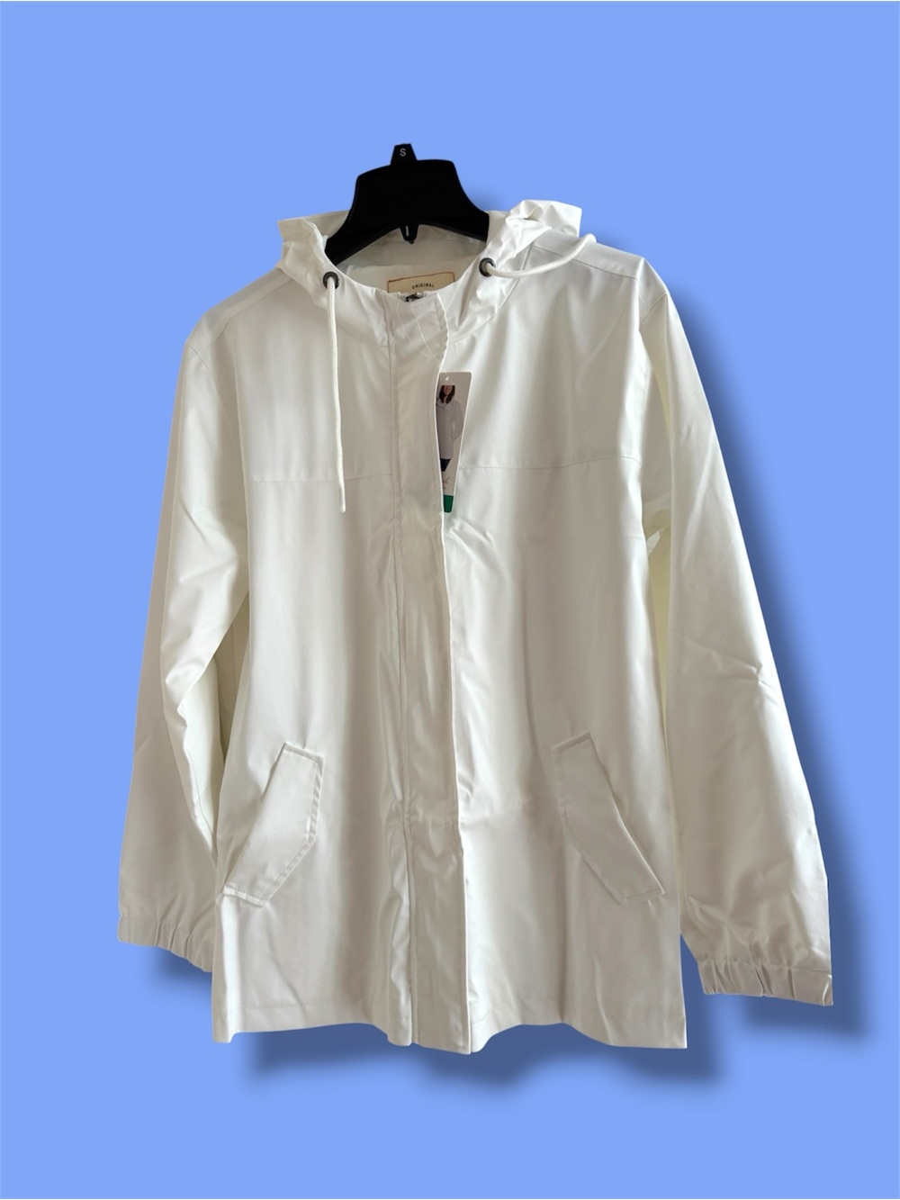 Weatherproof Vintage Womens White Lined Hooded Rain Jacket